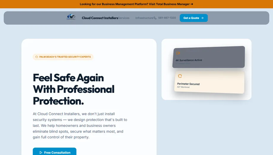 cloudconnectinstallers.com — “Feel Safe Again With Professional Protection”