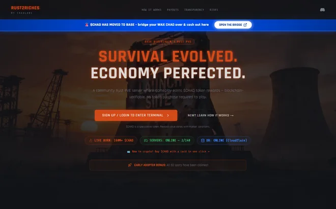 Rust2Riches — survival evolved, economy perfected